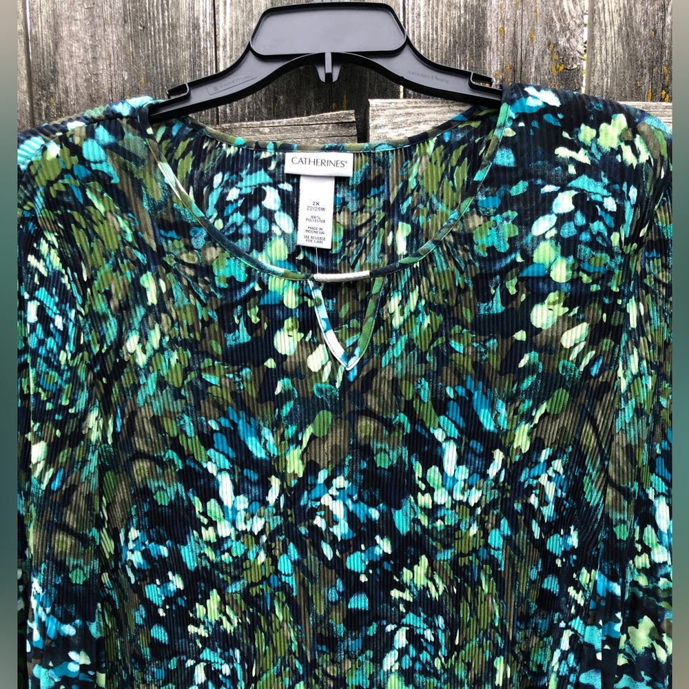 Catherines Tunic Green Multi Color Size 2x - image 3